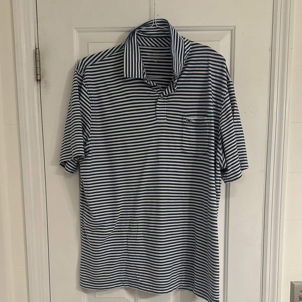 Vineyard Vines Blue and White Polo Shirt